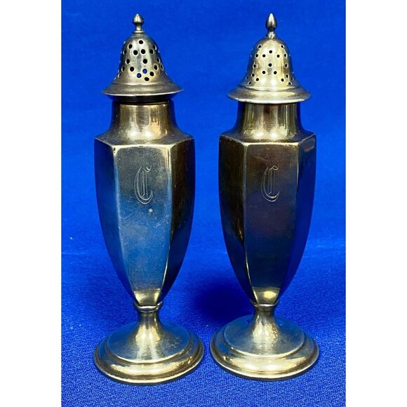 Antique Schreve & Co 5602 Sterling Silver 5 ½" Salt & Pepper Shakers! 27 - Picture 1 of 9